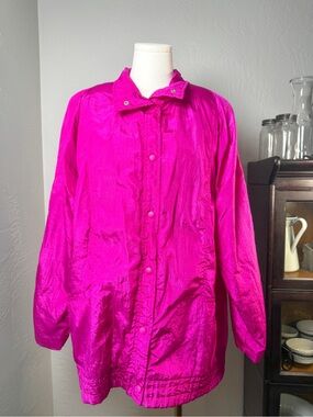 Vintage Kristen Blake Hot Pink Silk Blend Jacket Made in USA Size L